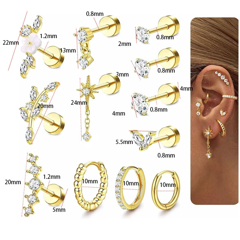 Moon-Shaped Stainless Steel Flatback Earrings