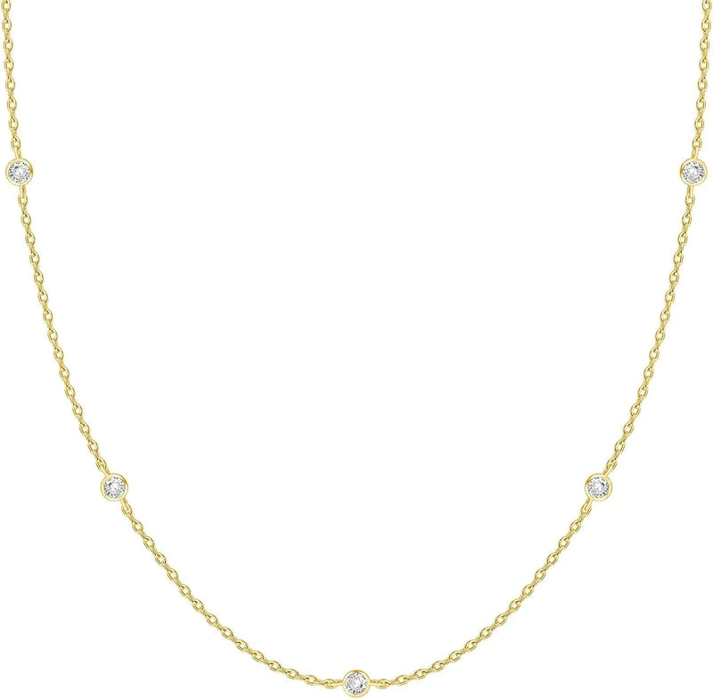 Simulated Diamond Station Necklace