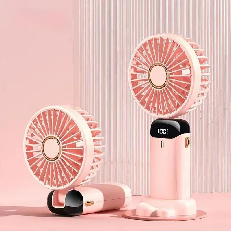 Portable Rechargeable Handheld Fan with Digital Display