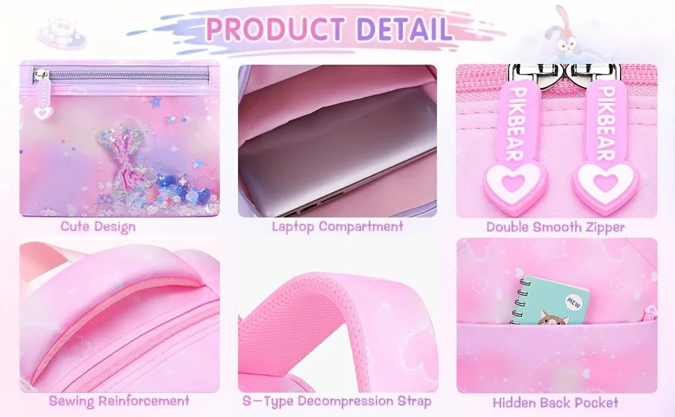 Sweet Cute 3-Piece School Backpack Set for Girls