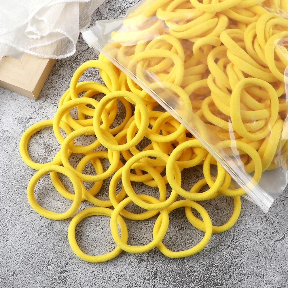 50-Pack Solid Color Elastic Hair Ties for Women & Girls