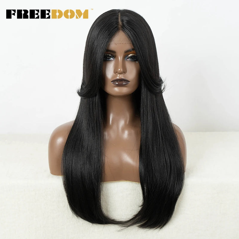 Straight Lace Front Wig with Bangs - Ombre Honey Blonde