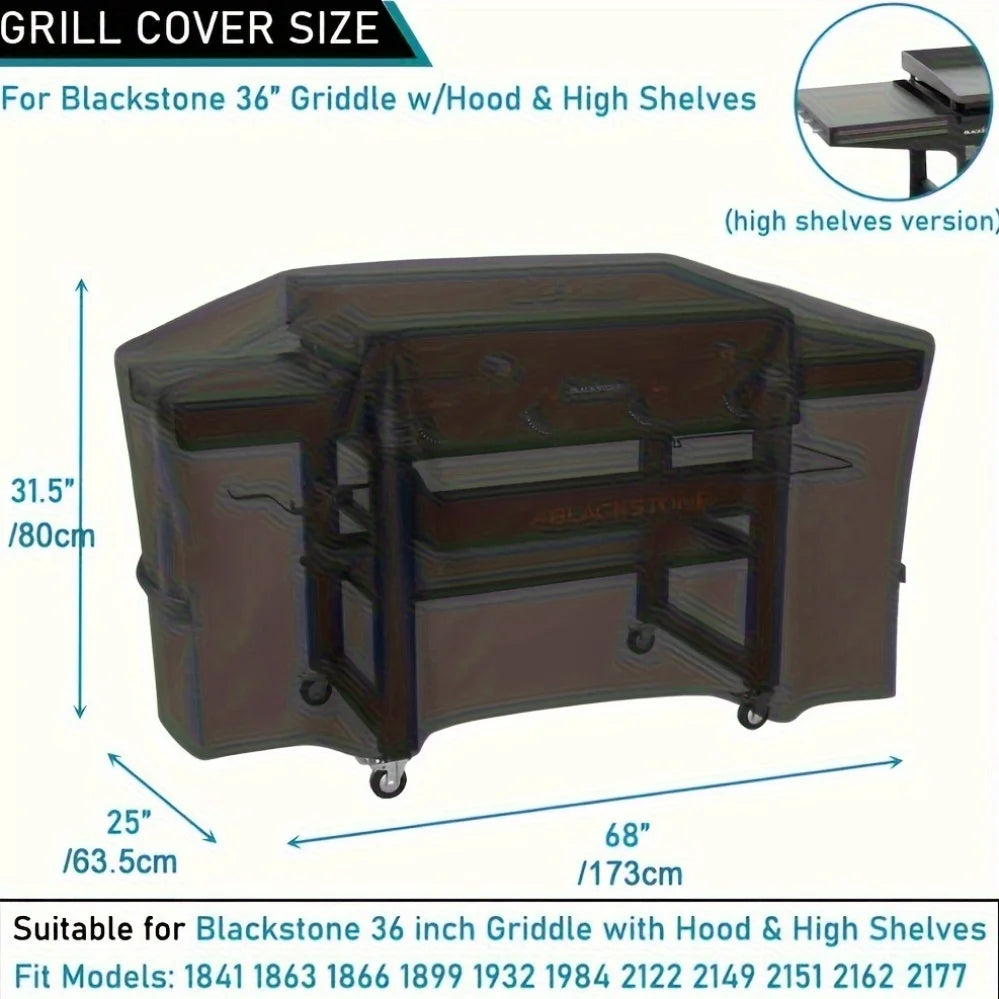 Weatherproof Polyester Grill Cover for Hooded Grills with Side Shelves
