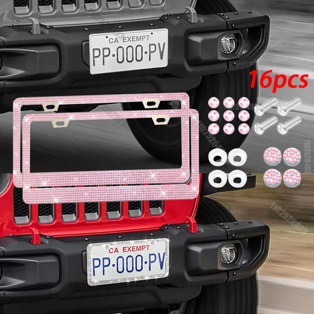 Crystal Rhinestone License Plate Frame for Cars
