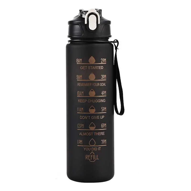 Motivational Time-Marker Water Bottle with Straw