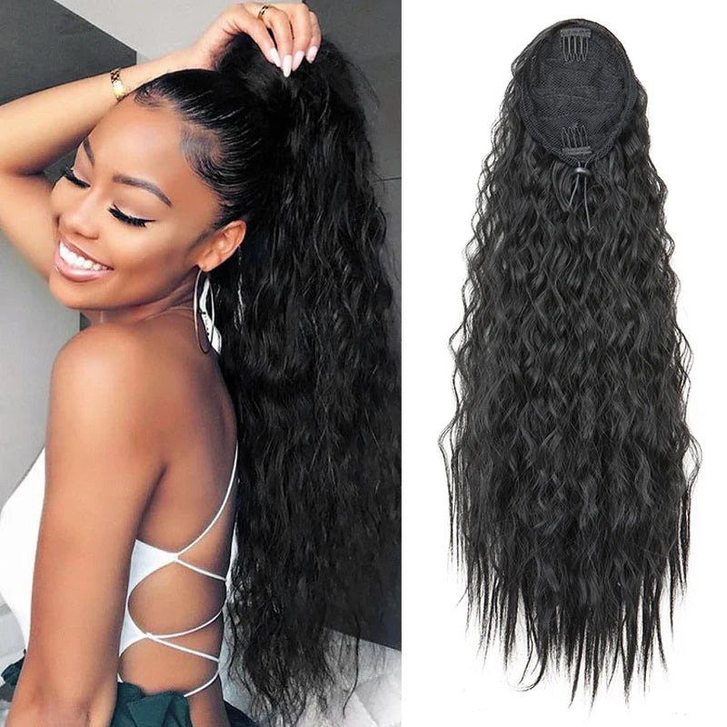 22-Inch Kinky Curly Clip-In Ponytail Extension