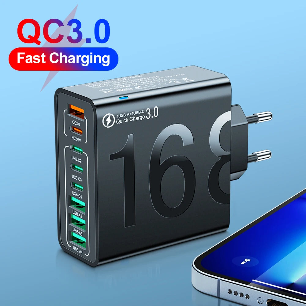 8-Port USB Wall Charger with 150W Fast Charging