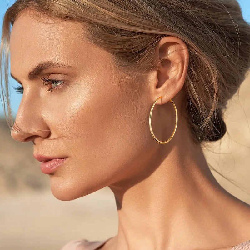 18K Gold Plated Stainless Steel Hoop Earrings