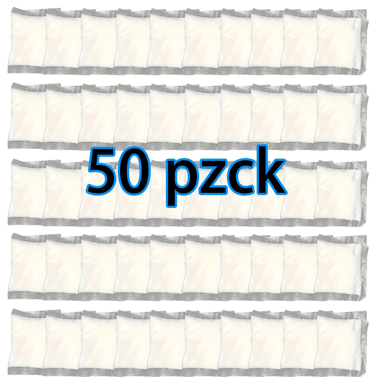 A display showing 50 pieces of absorbent powder, likely for camping or travel use.