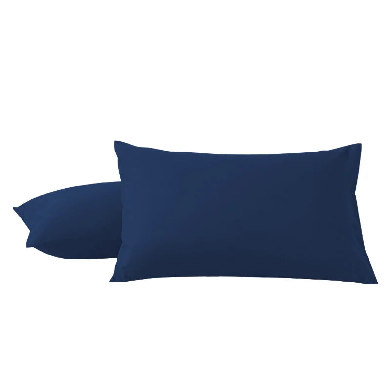 A pair of dark navy blue microfiber pillowcases with envelope closure.