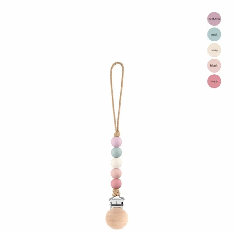 Silicone Baby Pacifier Clip with Wooden Beads