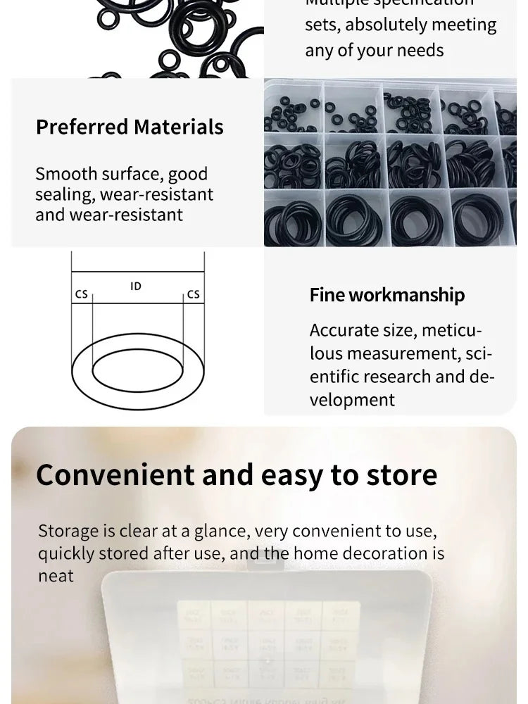 Multi-Purpose Rubber O-Ring Seal Assortment Kit