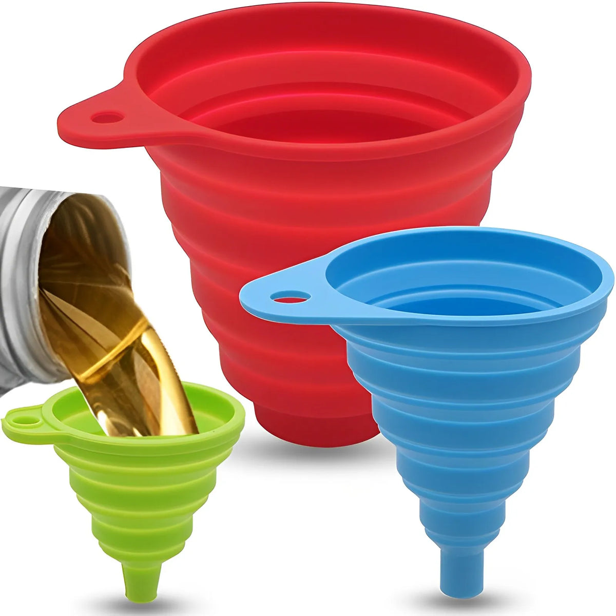 Collapsible Silicone Funnel for Engine Oil and Washer Fluid