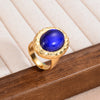 Anillo Declarativo de Gema Roja Ovalada Estilo Vintage
