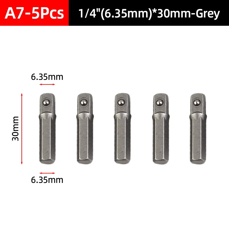 Hex Shank Socket Adapter Set for Power Drills (1/4, 3/8, 1/2 Inch)