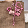 Handwoven Leather Rope Keychain with Letter Charm