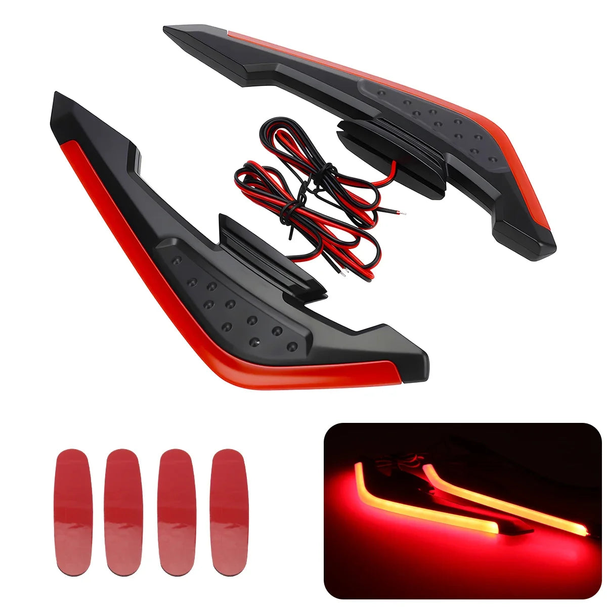 Motorcycle Front Side Spoiler Winglets with LED Light
