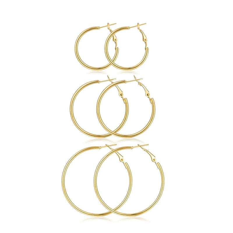 18K Gold Plated Stainless Steel Hoop Earrings