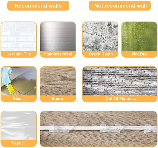 Verschiedene Materialien wie Keramikflies, Edelstahl, Glas, Brett und Kunststoff zur Kabelverwaltung.