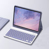 Silber- und lila Universal-iPad-Hülle mit Bluetooth-Tastatur-Cover, geöffnet zeigt einen Sonnenuntergang.