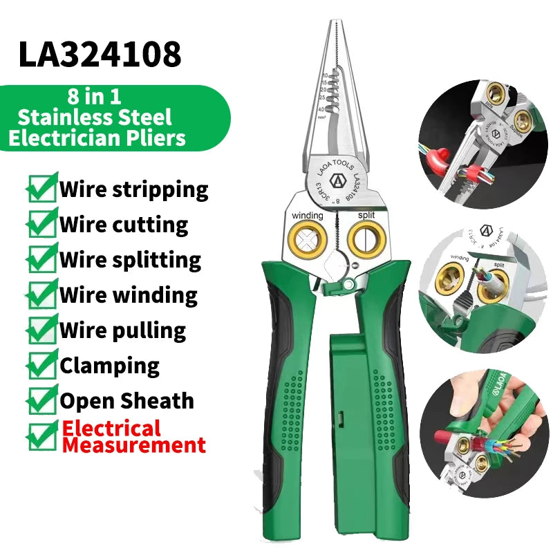 8-in-1 Multifunctional Wire Stripping Pliers with Electrical Test Function