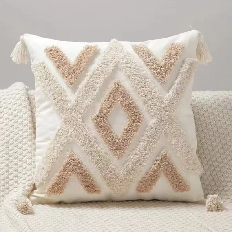 Nordic Bohemian Geometric Tassel Decorative Pillow Cover