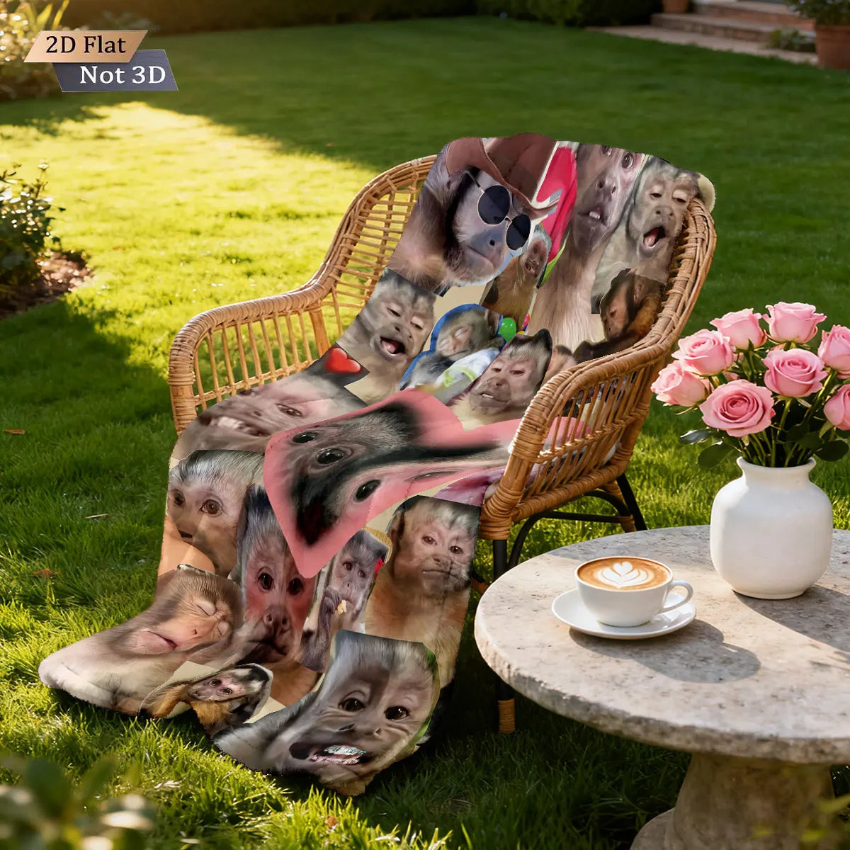 Funny Monkey Print Flannel Blanket – Soft & Cozy Throw