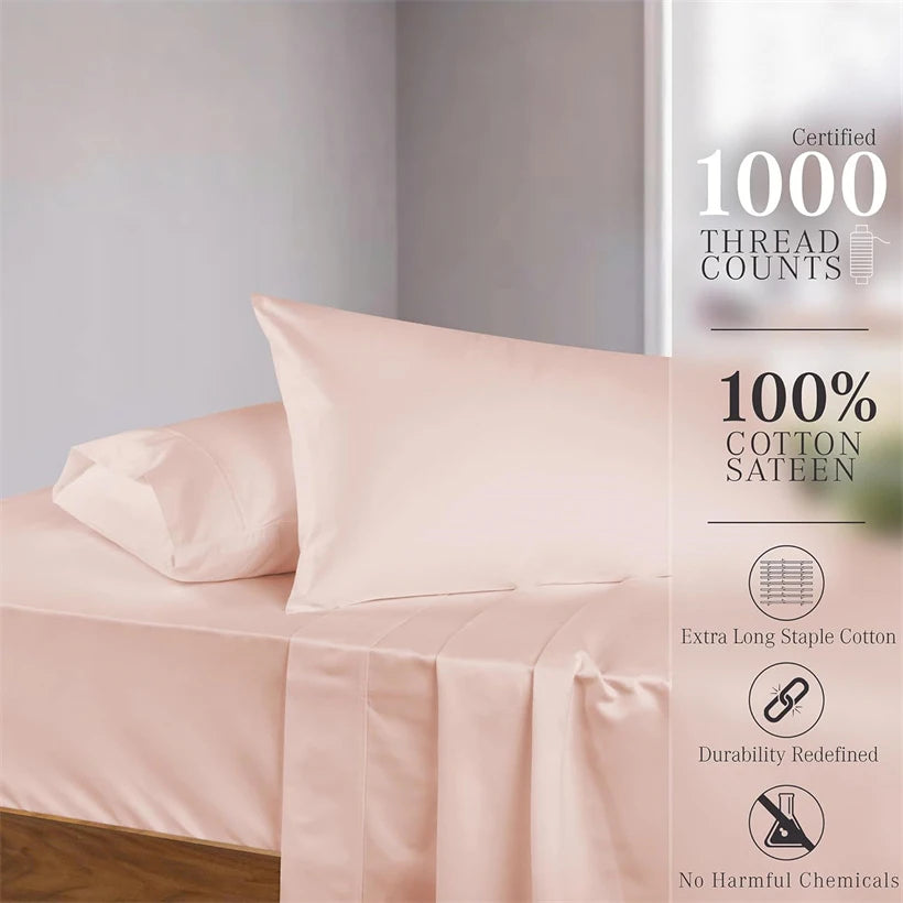 Luxury 1000 Thread Count Egyptian Cotton Bed Sheet Set