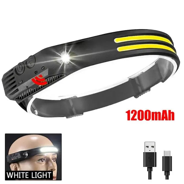 Lampe frontale LED COB avec capteur de mouvement