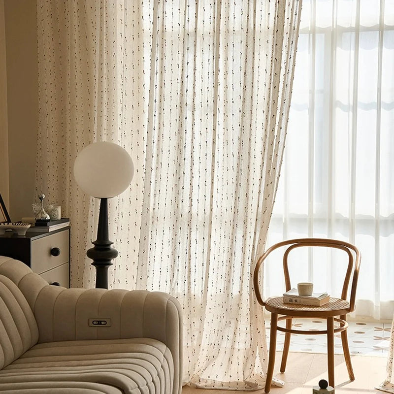 Rideaux en Lin Transparent avec Motif Bonbons