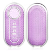 A pair of luxury leather key cases for Fiat and Citroen models, featuring a purple textured design.