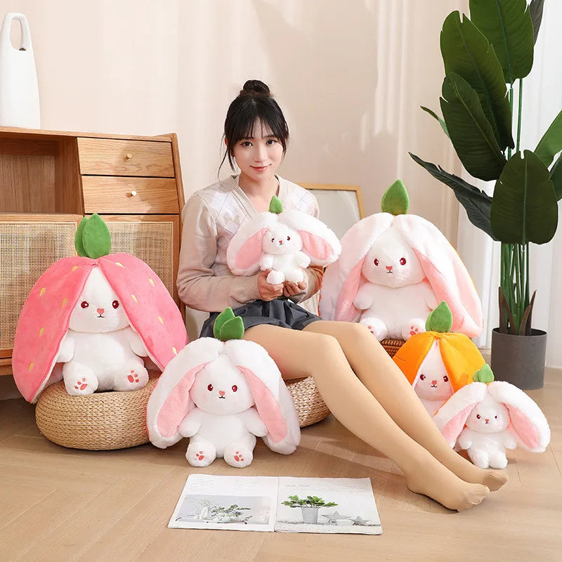 Kawaii Fruit Bunny Plush Toy - Cute Carrot & Strawberry Design