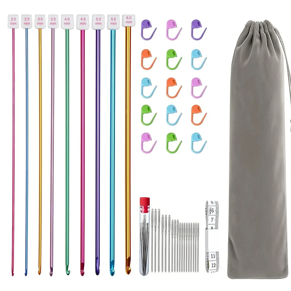 Multicolor Tunisian Afghan Crochet Hook Set (11 Sizes, 2–8 mm)