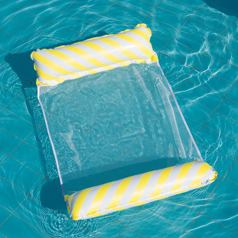Striped Inflatable Lounge Chair with Net Backrest
