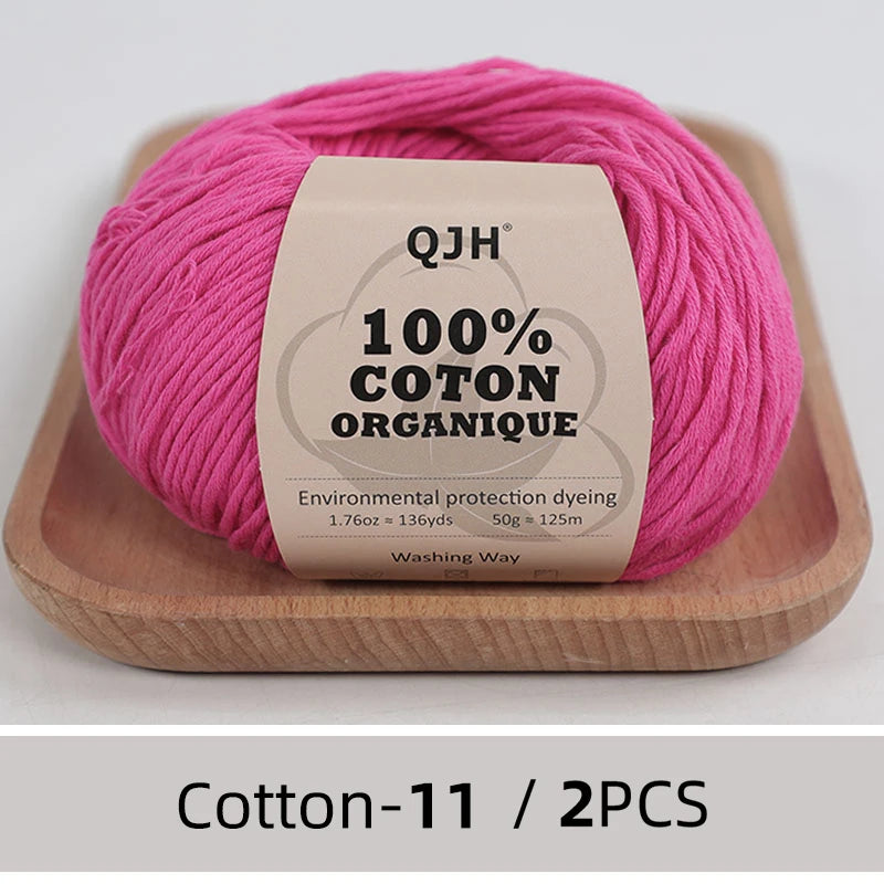 100% Organic Cotton Yarn for Knitting and Crocheting (2-Pack)