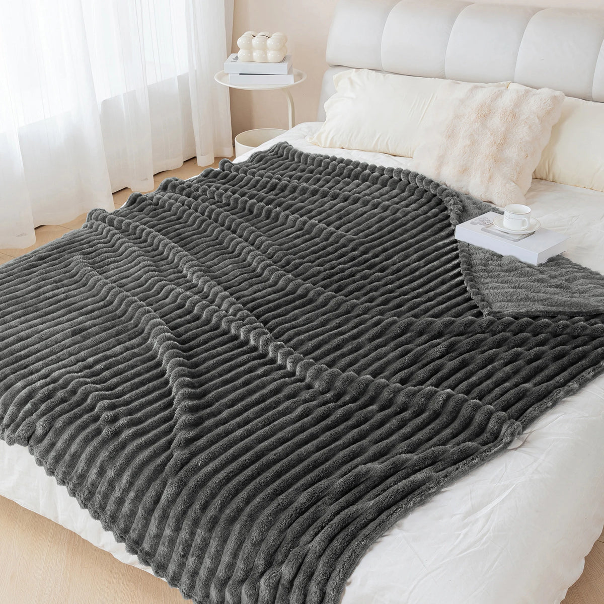 Ultra-Soft Striped Flannel Throw Blanket