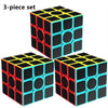 A 3-piece set of black and blue cube puzzle pieces for a speed cube.