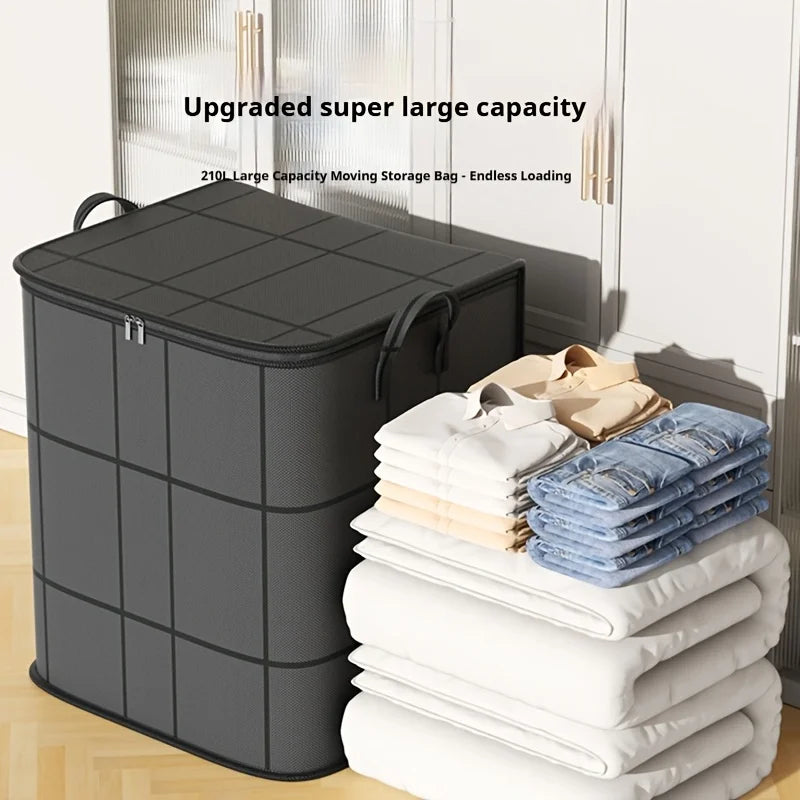 Foldable Large-Capacity Clothes Storage Bag with Handles and Double Zipper