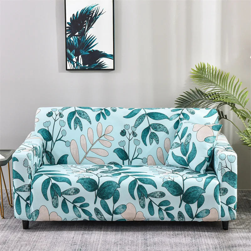 Floral Print Stretch Sofa Cover with Elastic Edge