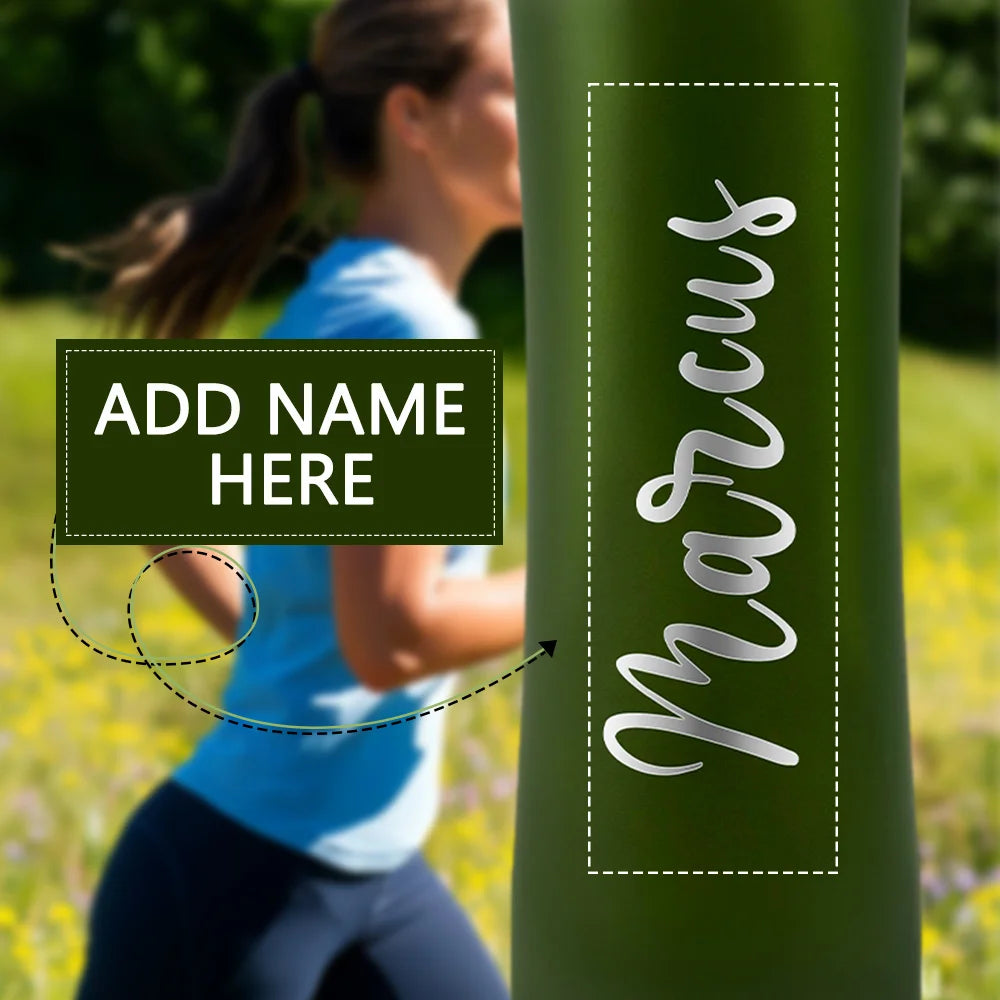 Personalized Engraved Stainless Steel Water Bottle with Straw