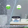A before and after comparison showing a compact dehumidifier product used for rapid dehumidification.