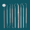 A set of premium stainless steel dental care tools for oral hygiene, including various instruments.