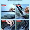 Three steps showing the installation process of universal silicone windshield wiper arm hole covers on a car windshield.