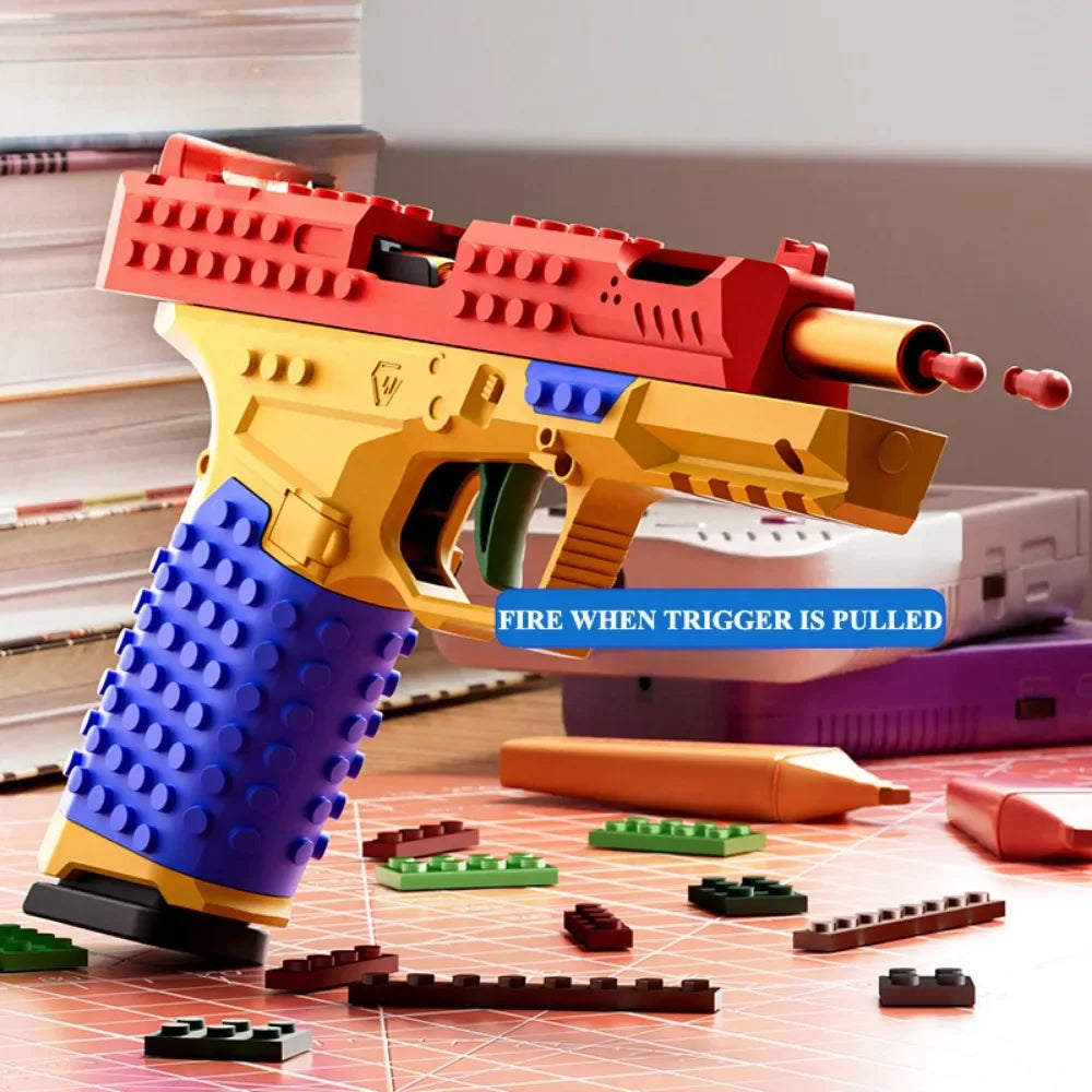 Building Block Toy Gun with Continuous Firing Blowback Action