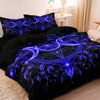 Gothic Triple Moon Starry Duvet Cover Set – Purple Botanical Mandala Bedding