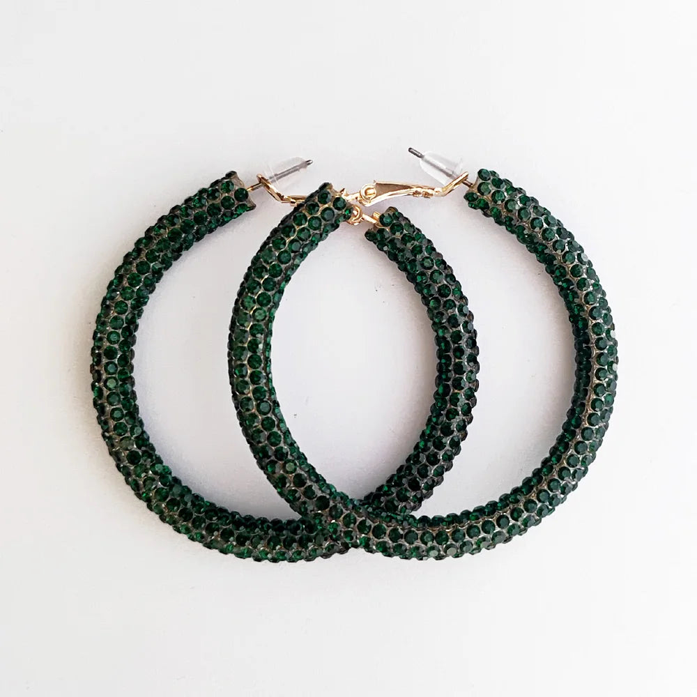 Rainbow Crystal Hoop Earrings