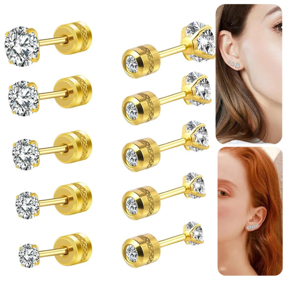 Double-Sided Cubic Zirconia Stud Earrings