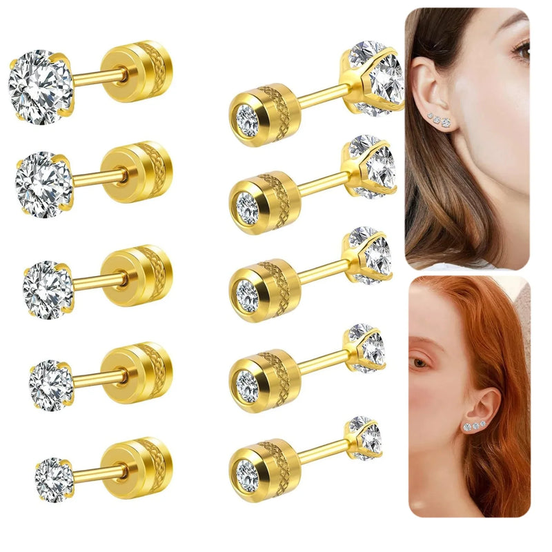 Double-Sided Cubic Zirconia Stud Earrings