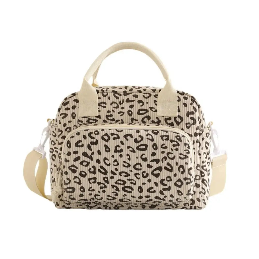 Strawberry Corduroy Insulated Lunch Bag with Large Capacity