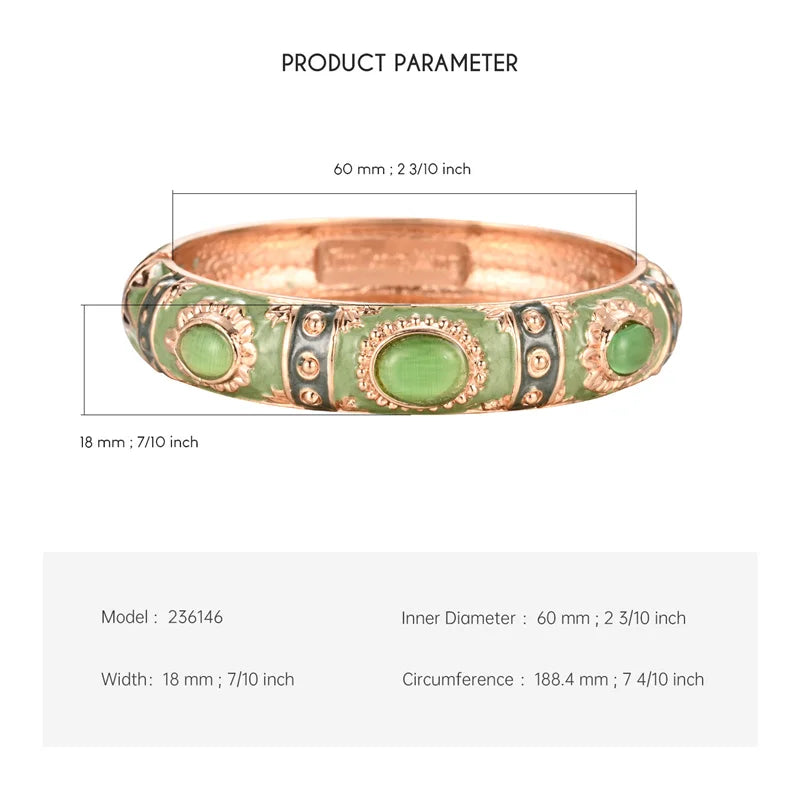 Enamel Bangle Bracelet with Rose Gold Plating